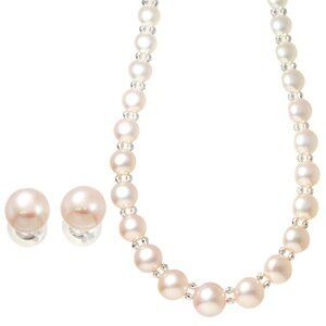 Ambrose Baroque Pearl Necklace Earrings 18K WG 750 Two piece set 90280584